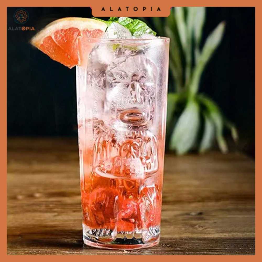 One Two Cups Aesthetic Glass Coffee Tea Hawaiian Tiki Glass 400ml - EY-40