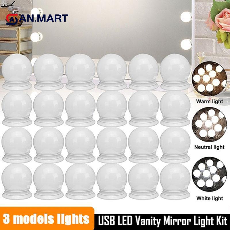 AN.MART Hollywood Style LED Bulbs Vanity Makeup Dressing Table USB Mirror Lights Kit MY