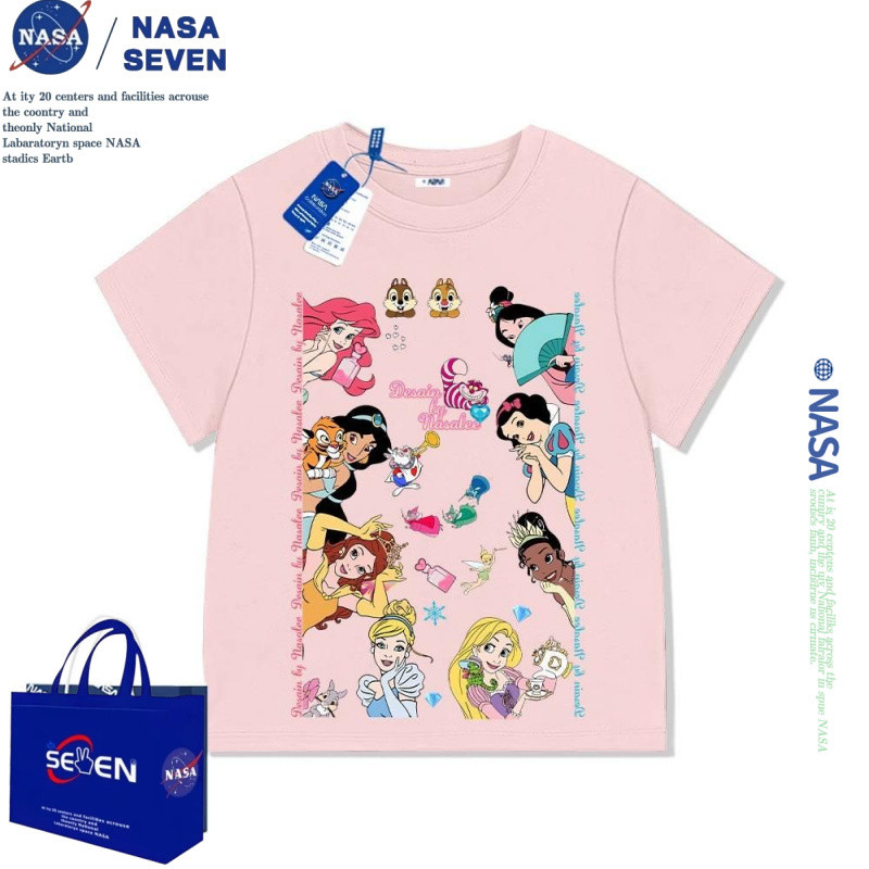 เสื้อยืดลายจุดและเนคไทสำหรับเด็กหญิง แขนสั้น วัสดุระบายอากาศดี ใส่นุ่มสบาย