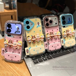 เด็กน่ารักเคสโทรศัพท์ + ขาตั้งสําหรับ iPhone 16 15 14 13 12 11 Pro Max X Xr Xs Max 7 8 Plus SE2020