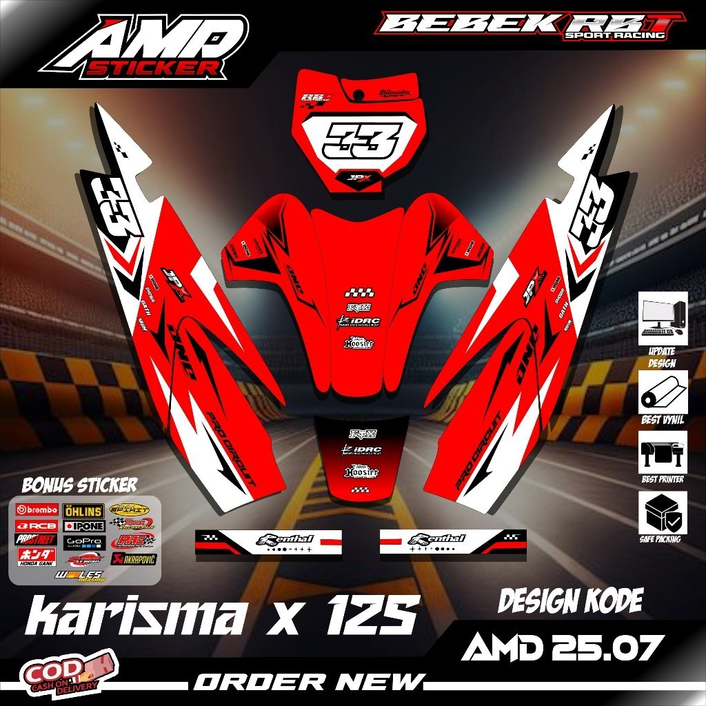 สติ๊กเกอร์ STRIPING RBT KARISMAX125 BEBEK MODIF SUPERMOTO YZ CRF KLX RBT ใหม่ล่าสุดมอเตอร์ Trabas
