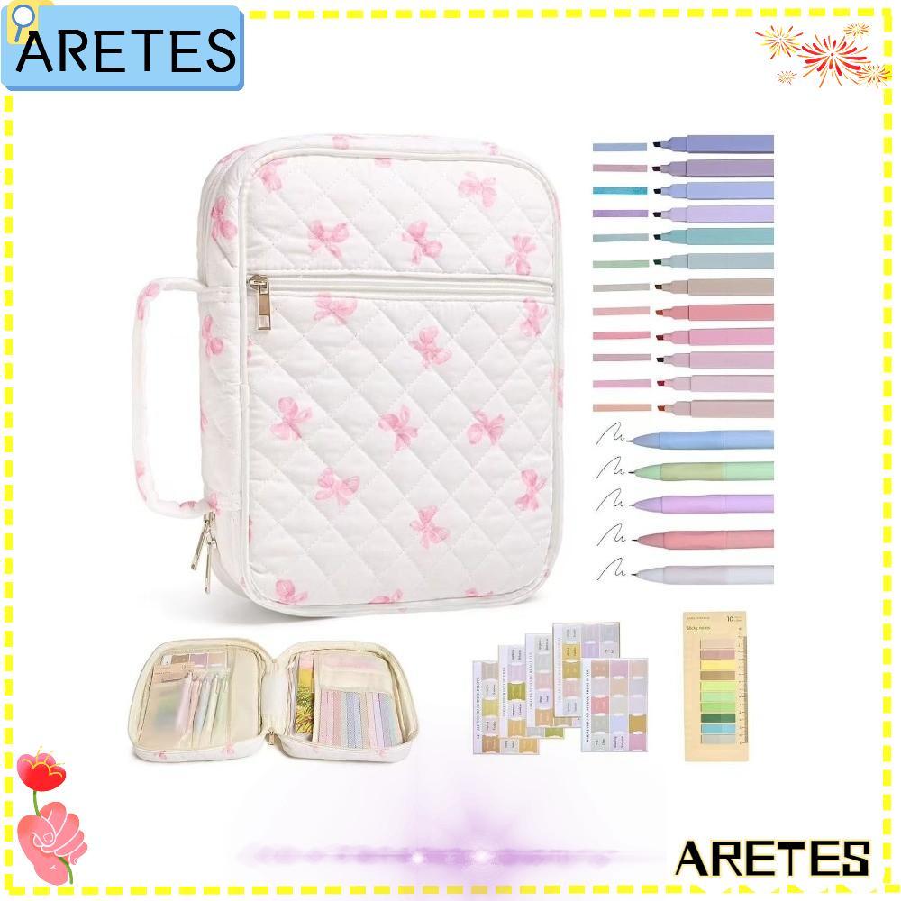 AREES Bible Cover ,กระเป๋าซิป Handle Bible Cover Bag, การออกแบบดอกไม้ Bible Journaling Kit Church