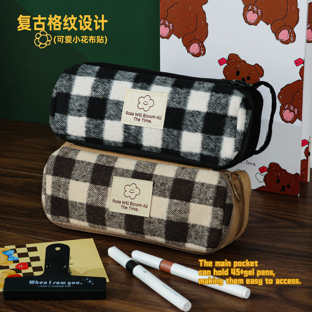 Pen Holding Cabinet Large Capacity Lattice House Pencil Case Niche Portable Pencil Case INS Style Go