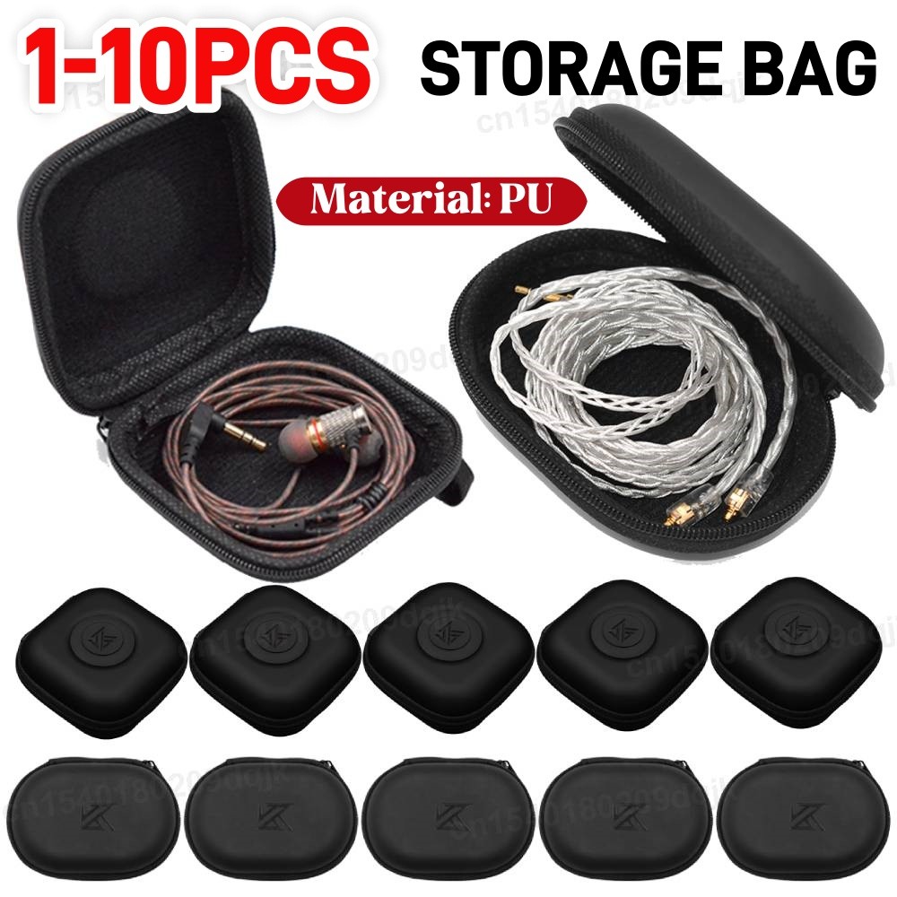 Earphones Oval Storage Bag Wired Headphones PU Zipper Storage Box Portable Hold Case Container for K