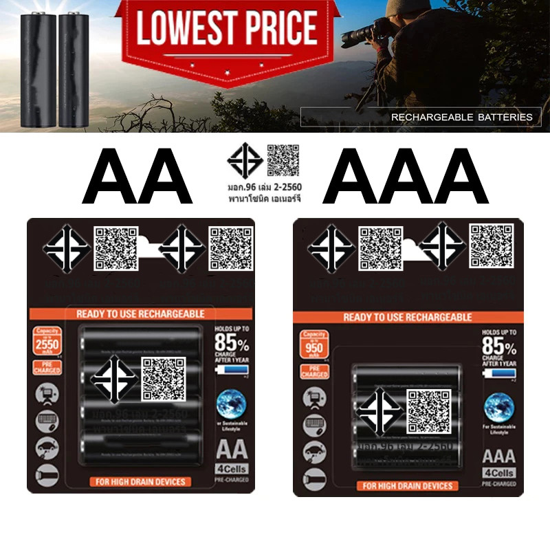 Eneloop Por ถ่านชาร์จ AAA หรือ AA แบตเตอรี่ 1.2V Ni-MH ถ่านชาร์จ