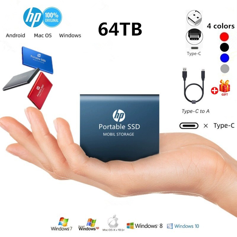 64TB ใหม่ Mobile Solid State Drive USB3.1 Type-C 32TB16TB 8TB แฟลช 4TB 2TB 1TB Mini sdd ความจุสูง