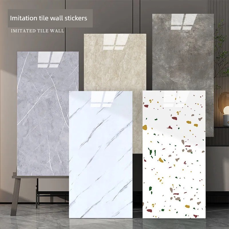 wallpaper ติดผนัง ตกแต่งห้อง แผ่นอลูมิเนียมคอมโพสิตเลียนแบบสติกเกอร์ติดผนังกระเบื้องมีกาวในตัวห้องน้