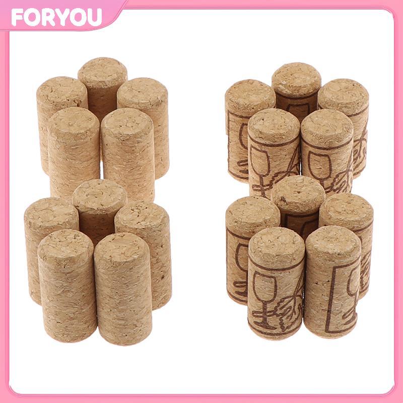 FORYOU 10 ชิ้น/เซ็ตไวน์ Stoppers ตรงไม้ Corks ขวดปลั๊กบาร์ครัวเครื่องมือ null