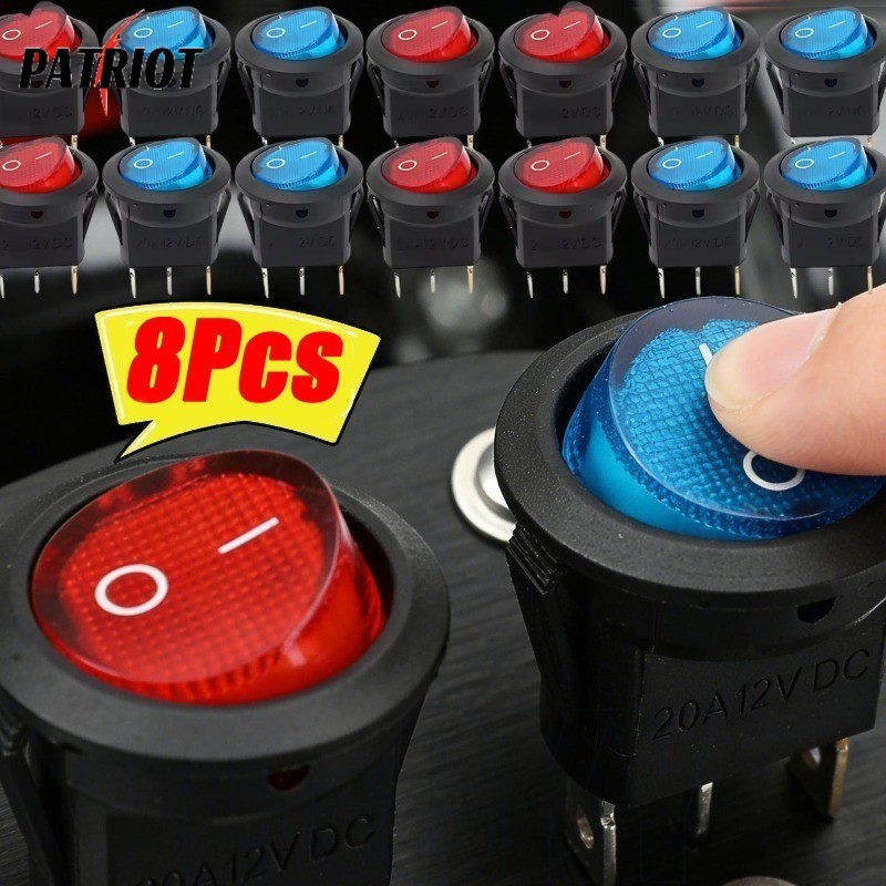 [AUTO&3C]2/4/8 ชิ้น 12V สวิตช์โยกกันน้ําพร้อมไฟแสดงสถานะ LED|ปุ่มสลับพลาสติก หน้าท้อง สําหรับยานยนต์เรือรถจักรยานยนต์แดชบอร์ดการควบคุมพลังงาน| ขายึดแผง 3 พิน