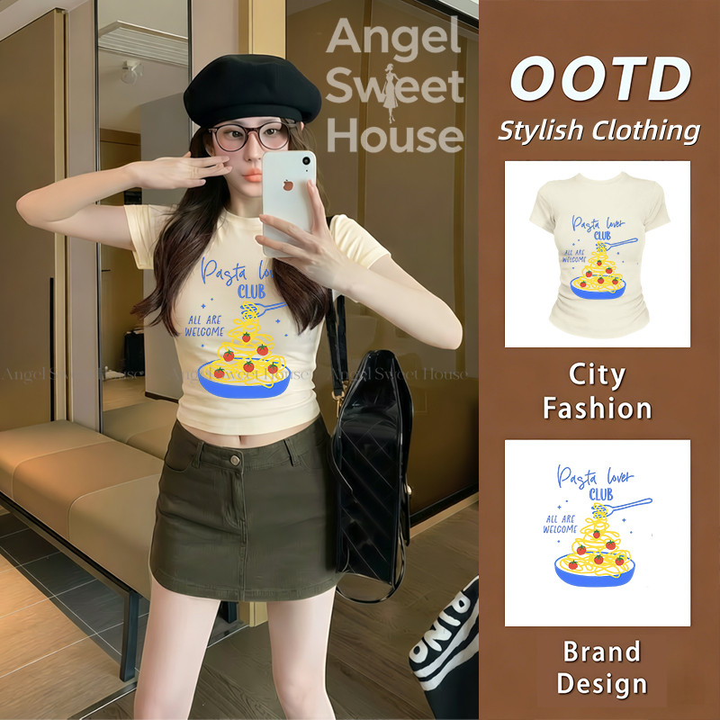 (จัดส่งตลอด 24 ชั่วโมง）Angle Official รุ่นใหม่ ทีชียืดมาก ตัวแปร่ง ทันสมัย ทีชี ผ้าเบาและสบาย ทีชีรุ่นใหม่ลายตัว L694