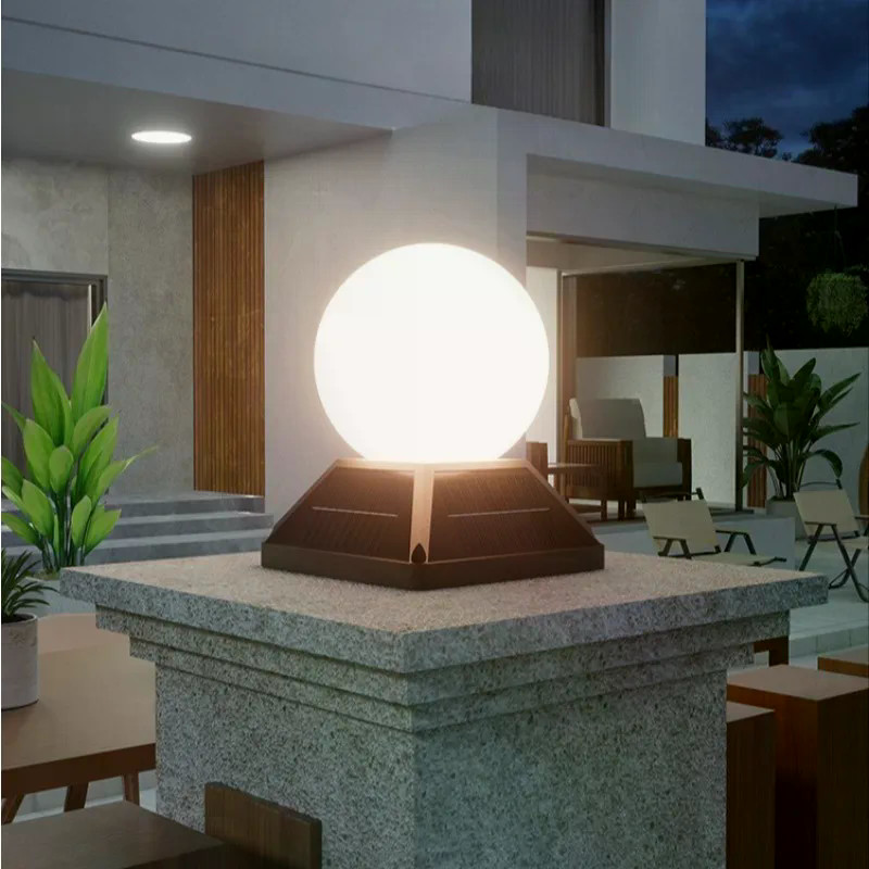 ไฟคอลัมน์พลังงานแสงอาทิตย์กลางแจ้ง,ไฟเสาลูกโลก LED วินเทจกลางแจ้งพร้อมรีโมทคอนโทรล,โคมไฟไฟถนนแนวนอน 