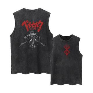 [COD] Anime Print Muscle Tank Top Retro Sports Loose Fit Big Size Short Sleeve Summer Shirt Y2K Top