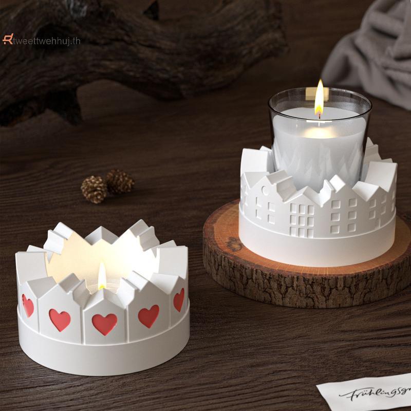 Tw 3D ปราสาท House รูปเชิงเทียนซิลิโคนแม่พิมพ์ DIY Hollow Design Candleti ยิปซั่มและชาโคมไฟเรซิ่นหัต
