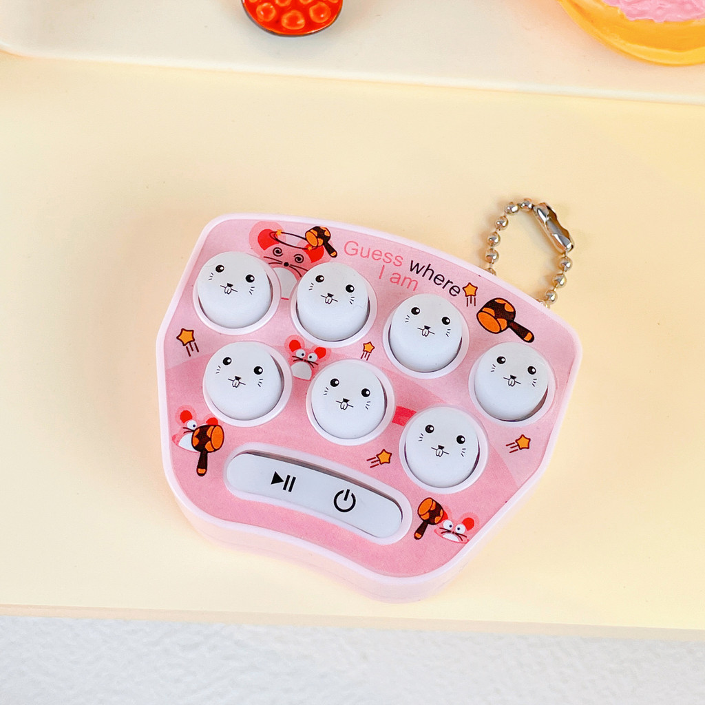 การ์ตูนการ์ตูนมินิมือถือ Whack-a-Mole ของเล่นอิเล็กทรอนิกส์เกมคอนโซลขนาดเล็กการศึกษาพวงกุญแจจี้สนุกข