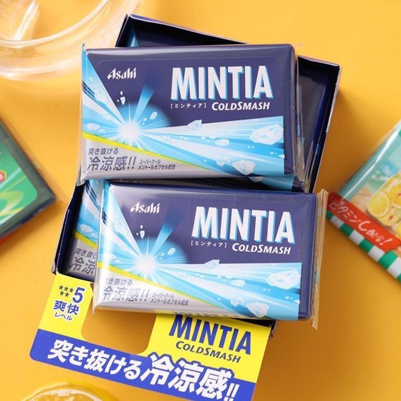 Japan Asahi Asahi ลูกอมมิ้นต์ปราศจากน้ําตาล MINTIA Cool Cool Fresh Breath Kiss ลูกอมแคลอรี่ต่ํา LS32