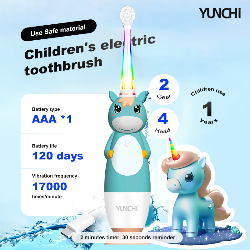 Yunchi K3 แปรงสีฟันไฟฟ้าสําหรับเด็กยูนิคอร์น