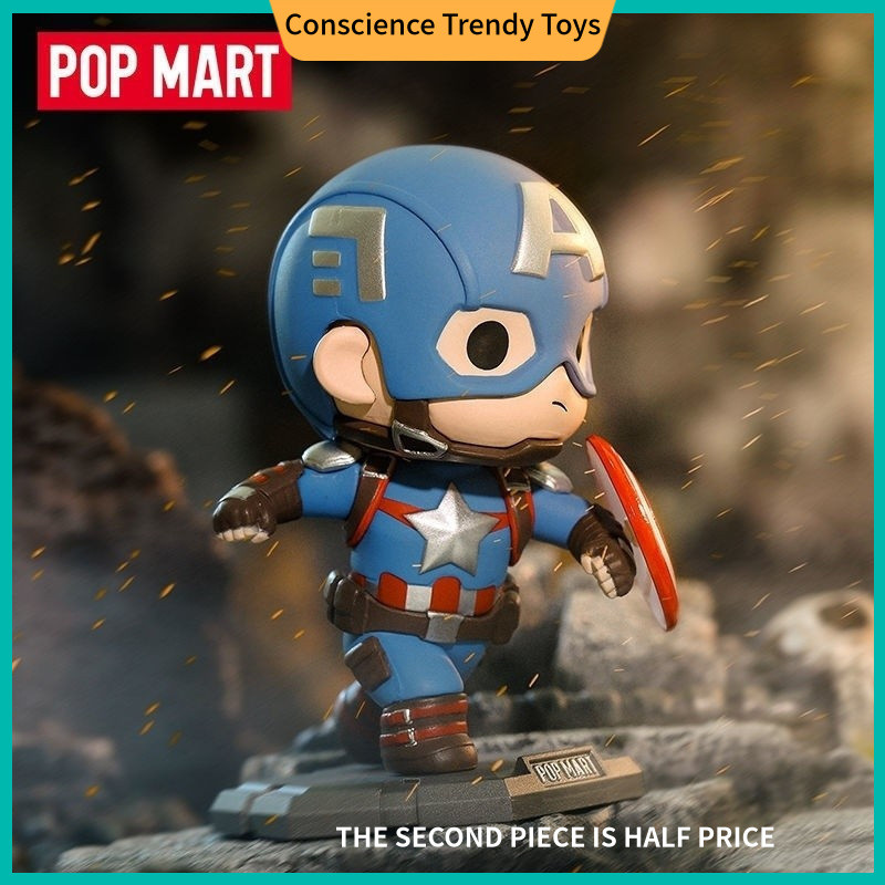 [ของแท้อย่างเป็นทางการ] POPMART POPMART Marvel Avengers Series รูปกล่องปริศนาของเล่นอินเทรนด์รูป