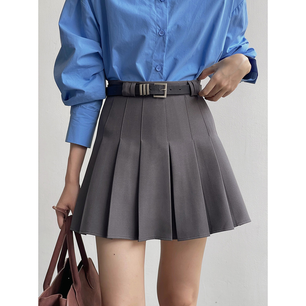 [แนะนําส่วนใหญ่ Seoul Private School กระโปรงจีบ] เอวสูง Slimmer ดู a-Line jk กระโปรงสั้นกระโปรงฤดูร้