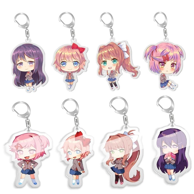 พวงกุญแจอนิเมะ Doki Doki Literature Club DDLC Mica อะคริลิค Monika Sayori Natsuki Yuri น่ารัก chibi 
