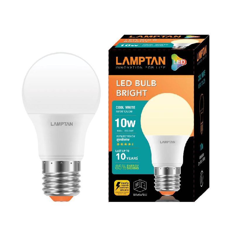 LAMPTAN หลอดไฟ LED BULB BRIGHT 10W CW