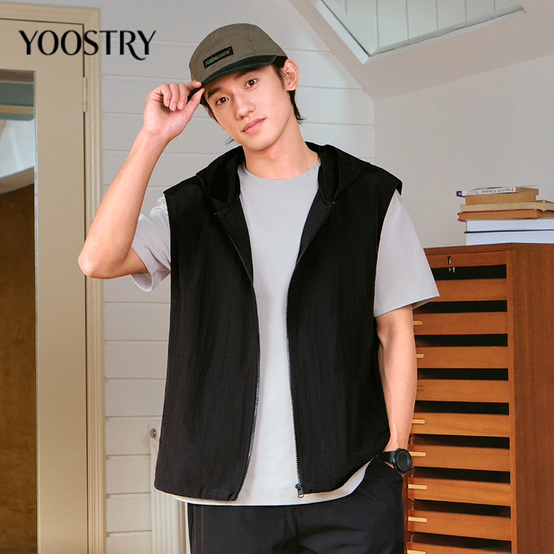 YOOSTRY เสื้อกล้าม มีฮู้ด กันลม กันน้ำ เดินป่า สไตล์ Outdoor Gorpcore ไซส์ M-3XL