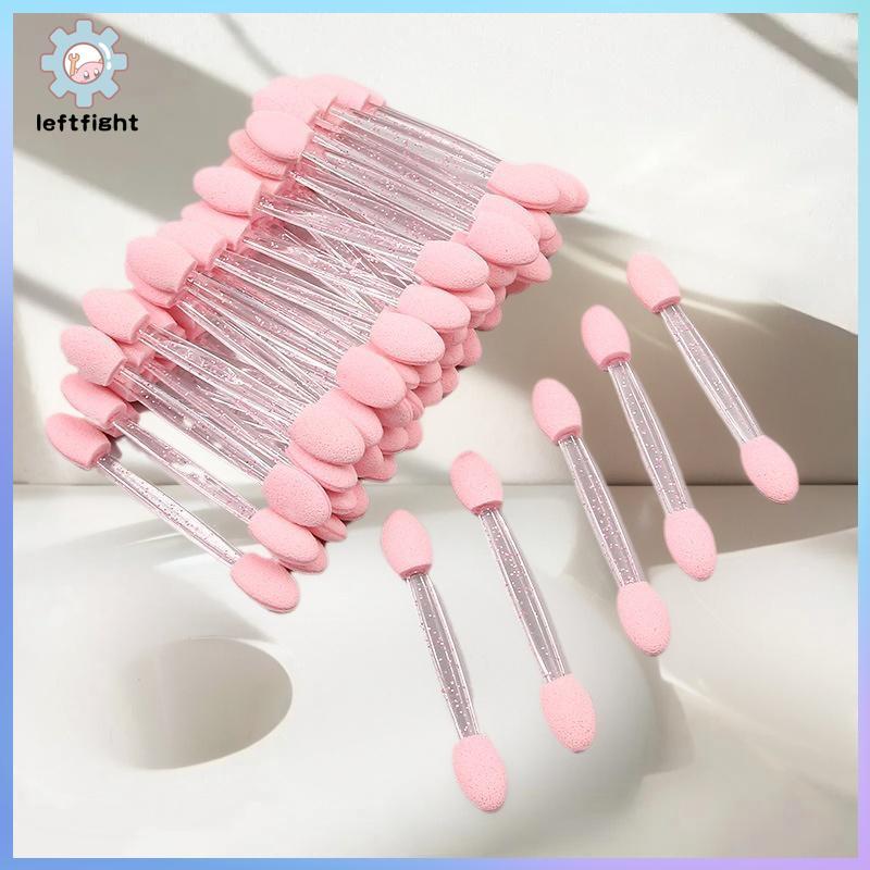 ซ้าย 50/100 ชิ้น 6.4 ซม.อายแชโดว์สองหัว Sti ฟองน้ําทิ้งอายแชโดว์แปรงขนาดเล็กแบบพกพาความงามแต่งหน้าเครื่องมือหัวแปรง GHT