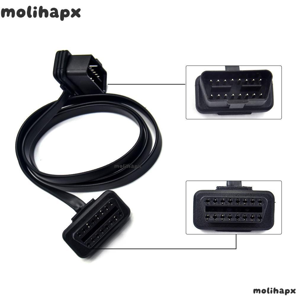 MOLIH OBD2 Extender, เช่นก๋วยเตี๋ยวชายคู่หญิงสายต่อ,ทนทาน 16 พินซ็อกเก็ต 30/60/100/120 ซม.แบน + บางเครื่องมือวินิจฉัย ELM327 สาย