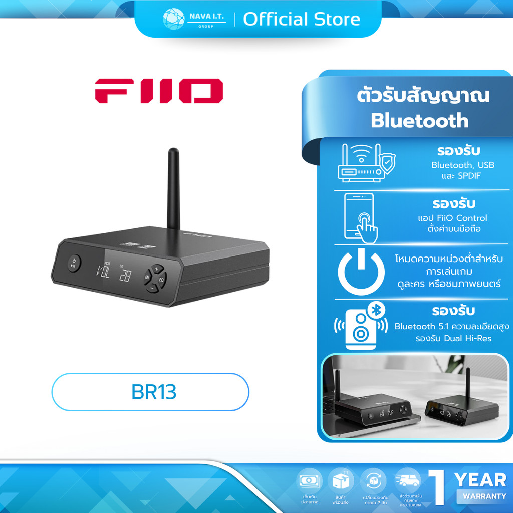 (มีส่งด่วน)FiiO BR13 ตัวรับสัญญาณ Bluetooth คุณภาพสูง รองรับ Dual Hi-Res รับประกัน 1 ปี