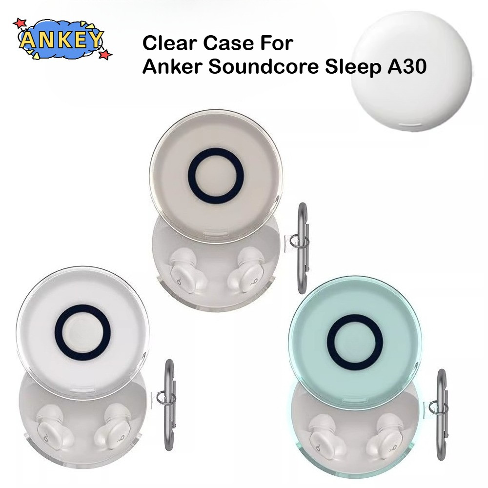 Clear Case for Anker Soundcore Sleep A30 Case Protective Transparent Clear TPU Covers Bluetooth Earphone Shell Headphone Portable Comes with Mountain Buckle and Cleaning Pen Kit