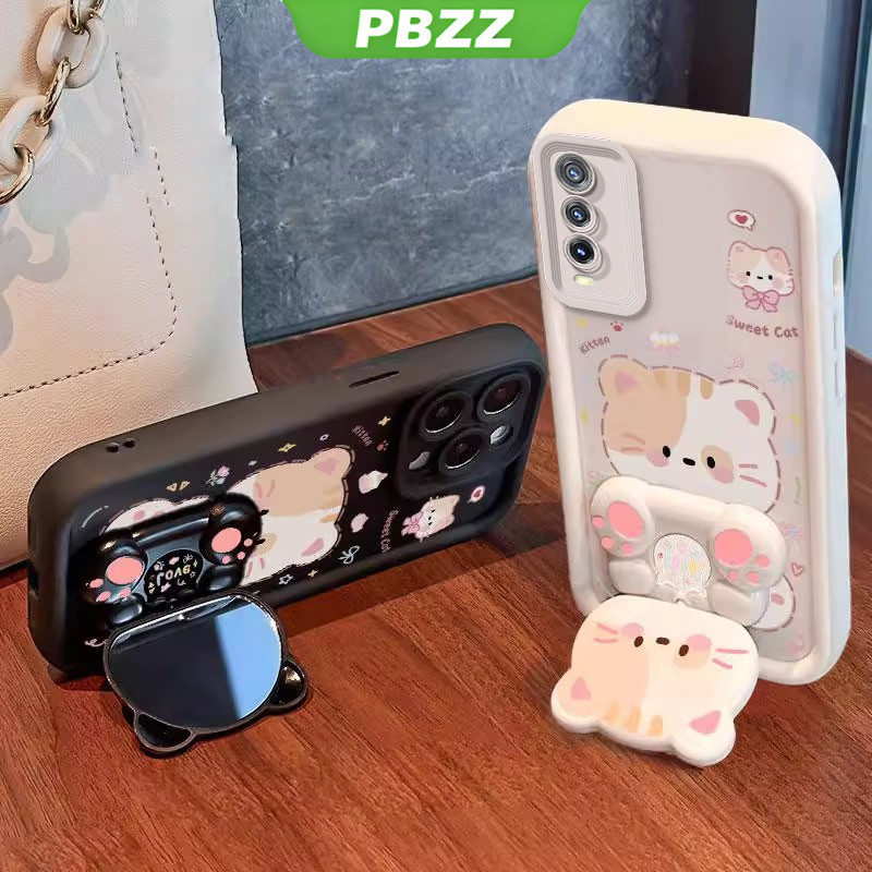 FOR เคส เคสสําหรับ vivo y12s vivo y12a y20 y20s vivo y20i vivo y20s g เคสโทรศัพท์ Softcase ซิลิโคนกันกระแทก ดีไซน์ใหม่ความงามการ์ตูนแมวพร้อมที่วางสําหรับกระจก JTMMZJ01