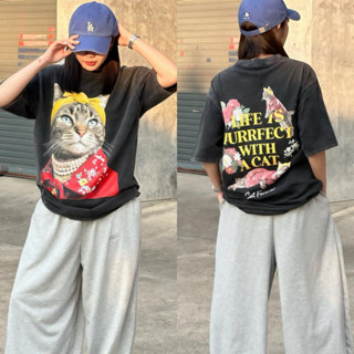 (COD) วินเทจคอกลมแขนสั้น LUVORO T-Shirt unisex ลาย เนื้อผ้าน…