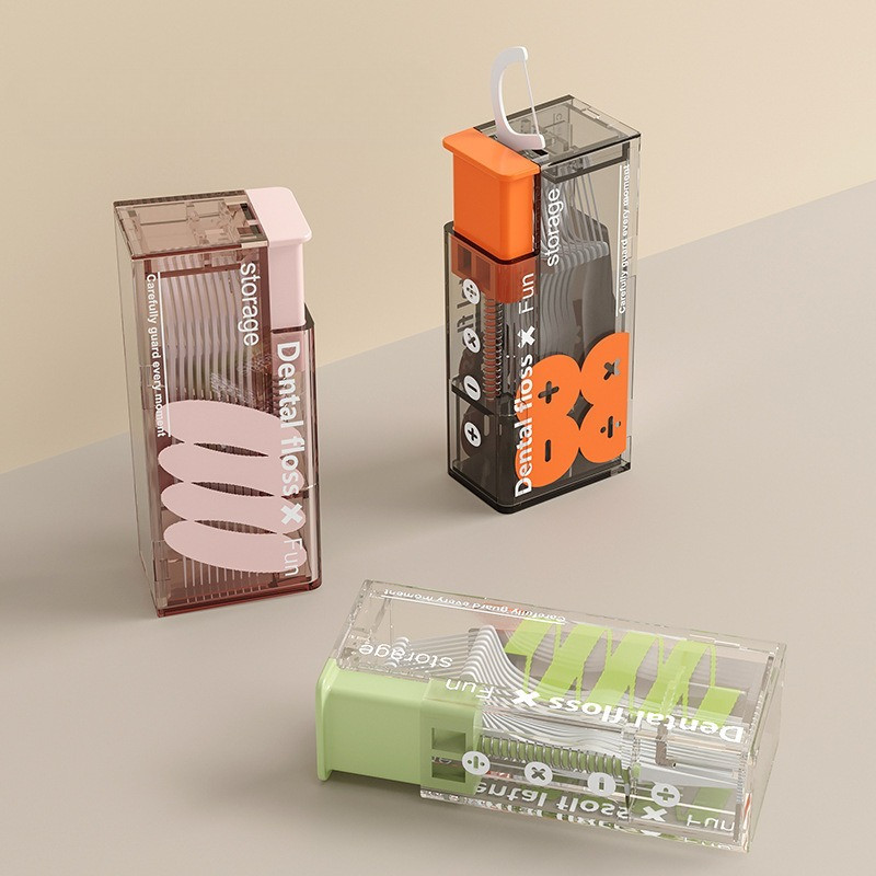 10 ชิ้นพร้อมกล่องเครื่องจ่ายไหมขัดฟันแบบพกพาอัตโนมัติ Pop-Up กล่องเก็บไหมขัดฟันแบบกดนํากลับมาใช้ใหม่ได้ไหมขัดฟัน Sticks