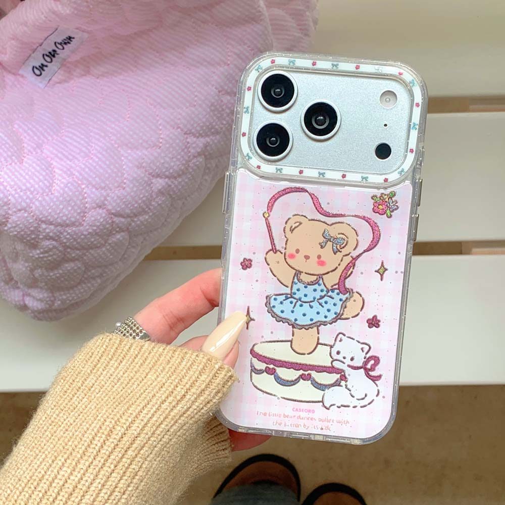 เคสโทรศัพท์การ์ตูนหมีน่ารัก 17โปรแม็กซ์ เข้ากันได้กับ ไอโฟน 16โปรแม็กซ์ 13 14 15โปรแม็กซ์