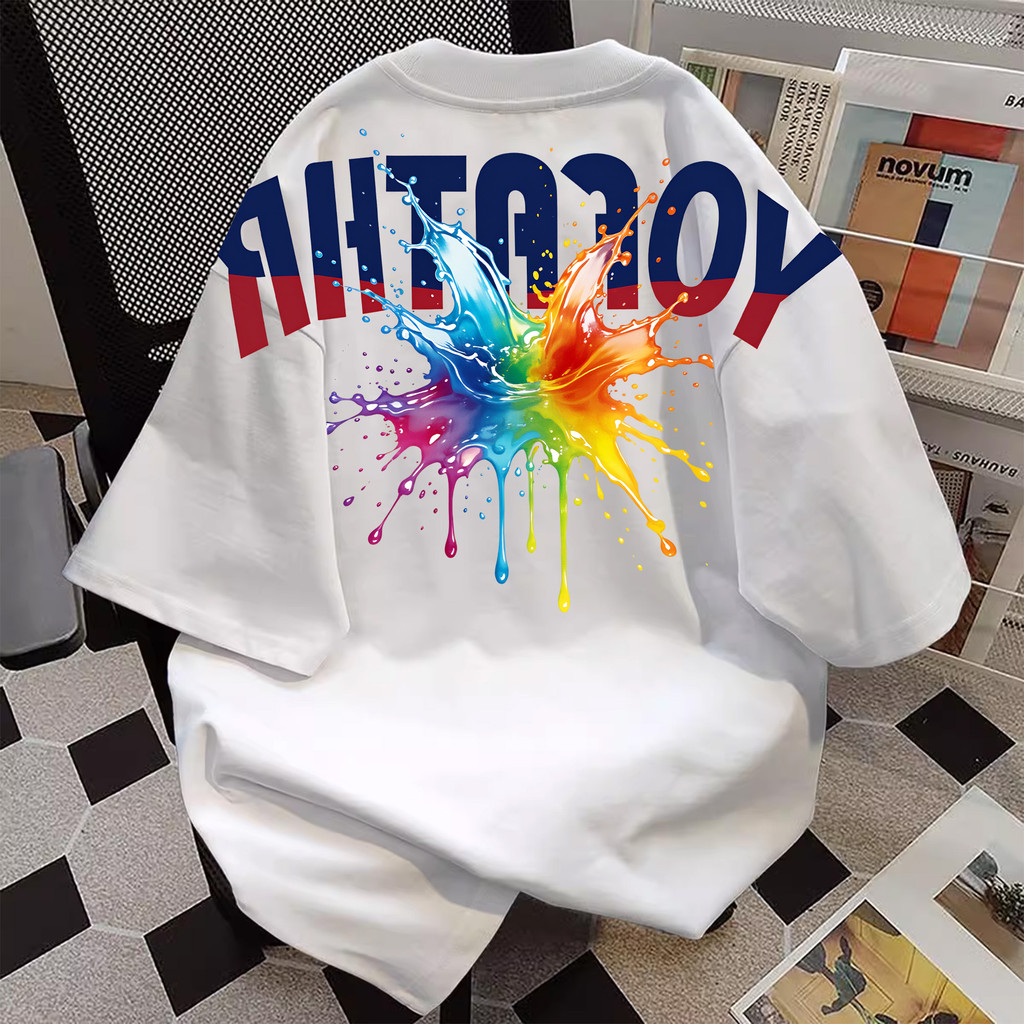 TEE·SHOP🍀เสื้อยืด oversize เสื้อแฟชั่นใ เกาหลีสไตล์ ไม่หดตัว ผ้านิ่มใส่สบาย "RHTAAOY" พิมพ์ลาย