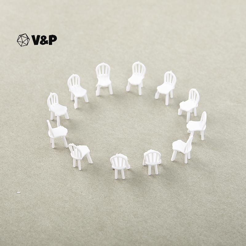 V&P 8/10 ชิ้น 1:75 Scale Dinning เก้าอี้ขนาดเล็กรุ่น Mini Dollhouse เฟอร์นิเจอร์ตกแต่ง