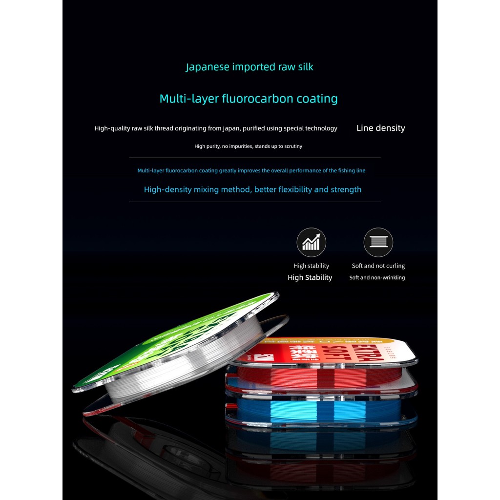 สายพีอีถัก 8 สาย pe ถัก 12 สายตกปลาสายหลักของแท้นําเข้า Super Soft Super Strong Crucian ปลาคาร์พ Hig
