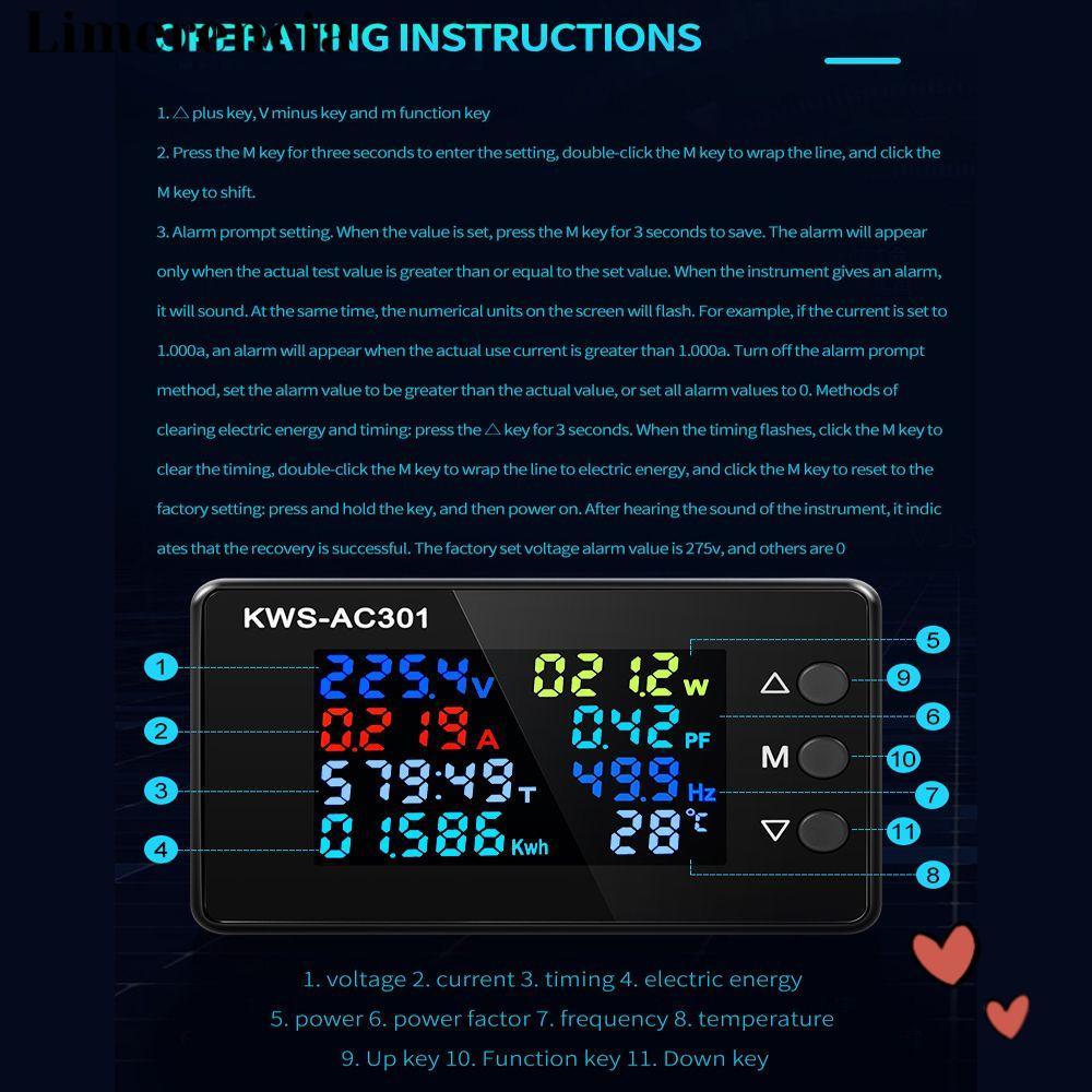 IFFINE AC Wattmeter ความแม่นยําสูง 0-100A AC 50-300V Power Energy Meter