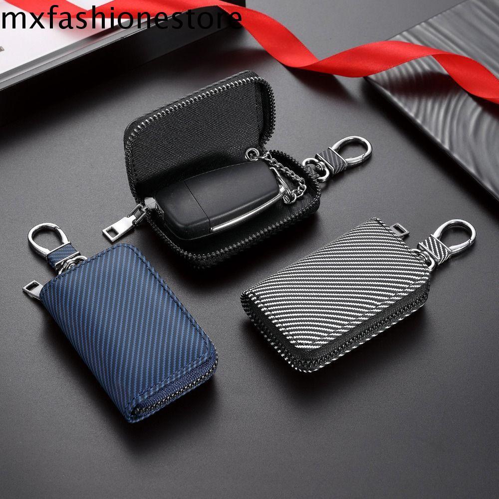 MXFASHIONE Mini Car Key Bag, Keyring Twill PU หนังกุญแจรถ,แฟชั่นทนต่อการสึกหรอน้ําหนักเบาทนทานซิป Key Case Universal