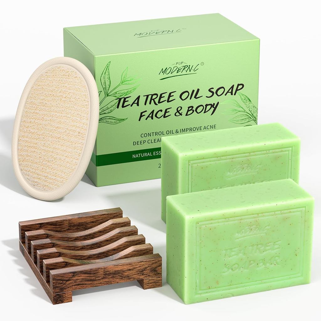 Tea Tree Oil Soap Bar for Face & Body Wash All Natural Organic Bath Soaps Acne Hand Foot Body Oder M