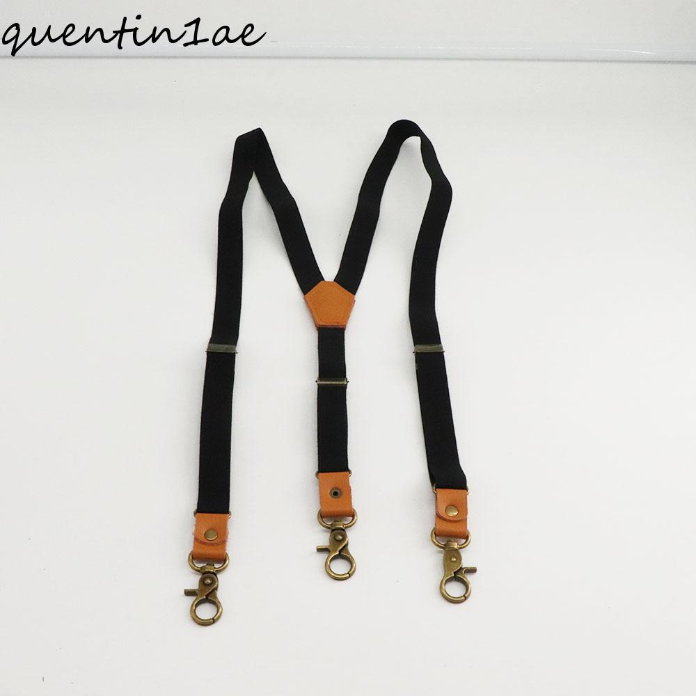 QUENTIN1AE Suspenders สายคล้องแบบคลิป 3 ตะขอ สไตล์ลายทางสำหรับผู้ชาย ใช้งานง่ายในงานแต่งงานและการสวมใส่ประจำวัน