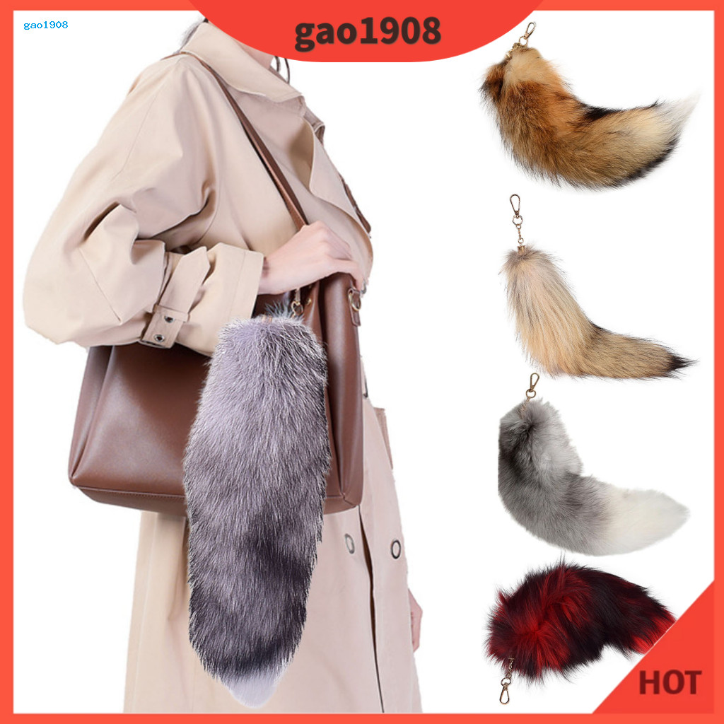 GAO* Furry Tail คอสเพลย์อุปกรณ์เสริมสัตว์ Faux Fur พวงกุญแจ Handcrafted Faux Fur Fox Tail พวงกุญแจจี