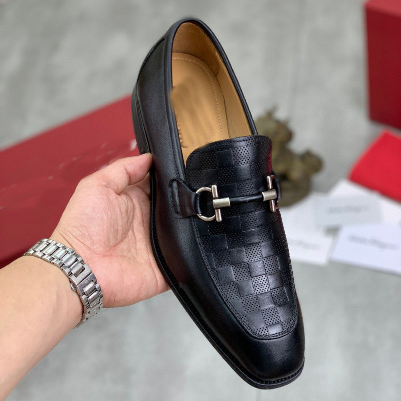 G7IO Ferra**mo Formal men's leather shoes, British style, round toe, genuine leather, handmade, larg