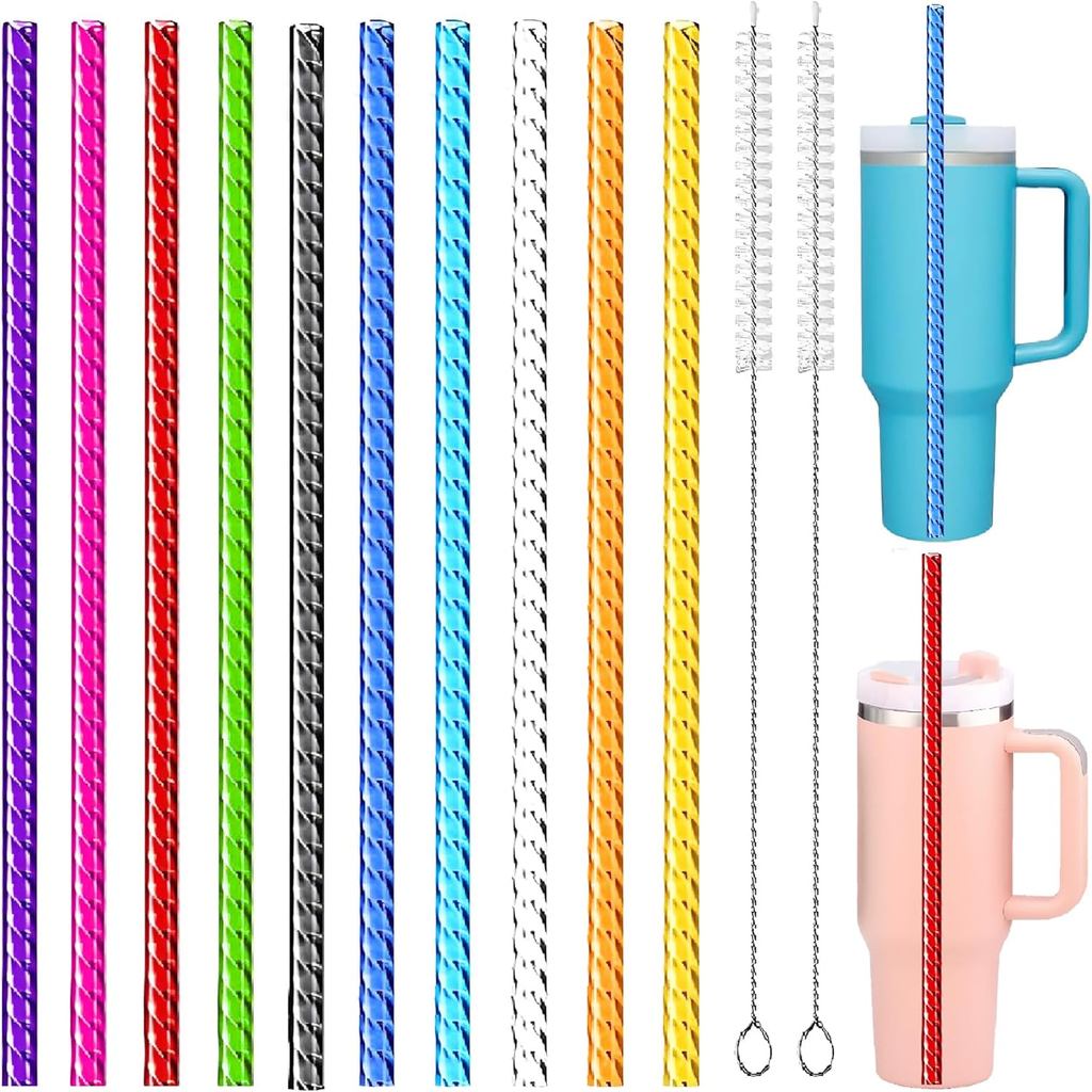 10 ชิ้นนํากลับมาใช้ใหม่ประกายหลอดหนาสําหรับ Stanley Adventure Quencher 40 OZ 30 OZ - หลอดทดแทนเข้ากั
