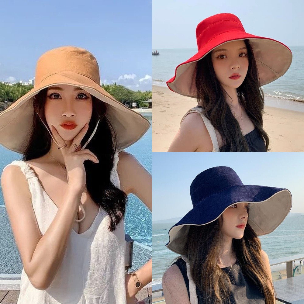 💘Bonnie💘หมวกปีกกว้าง กันแดด สีสันสดใส แฟชั่นเกาหลีหมวก ใส่สบาย ไปเที่ยว ต้อนรับซัมเมอร์ พร้อมส่ง