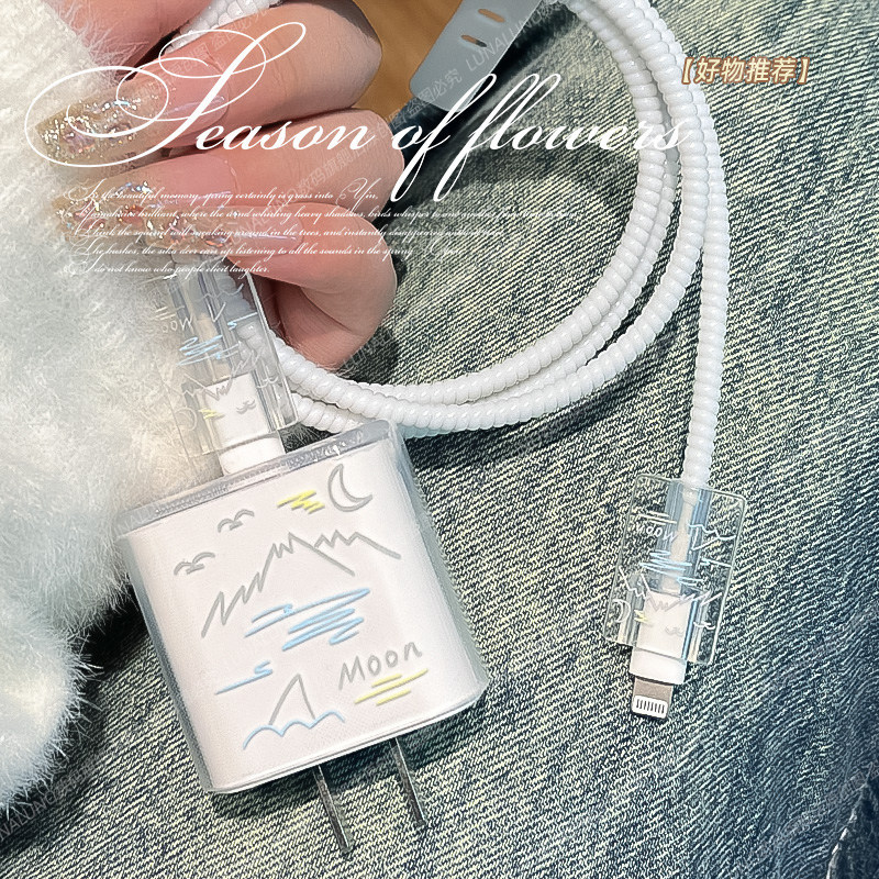 ถนอมสายชาร์จ ตัวถนอมสายชาร์จ เคสป้องกัน Apple 20W สายชาร์จป้องกันการทําลายแบบโปร่งใส