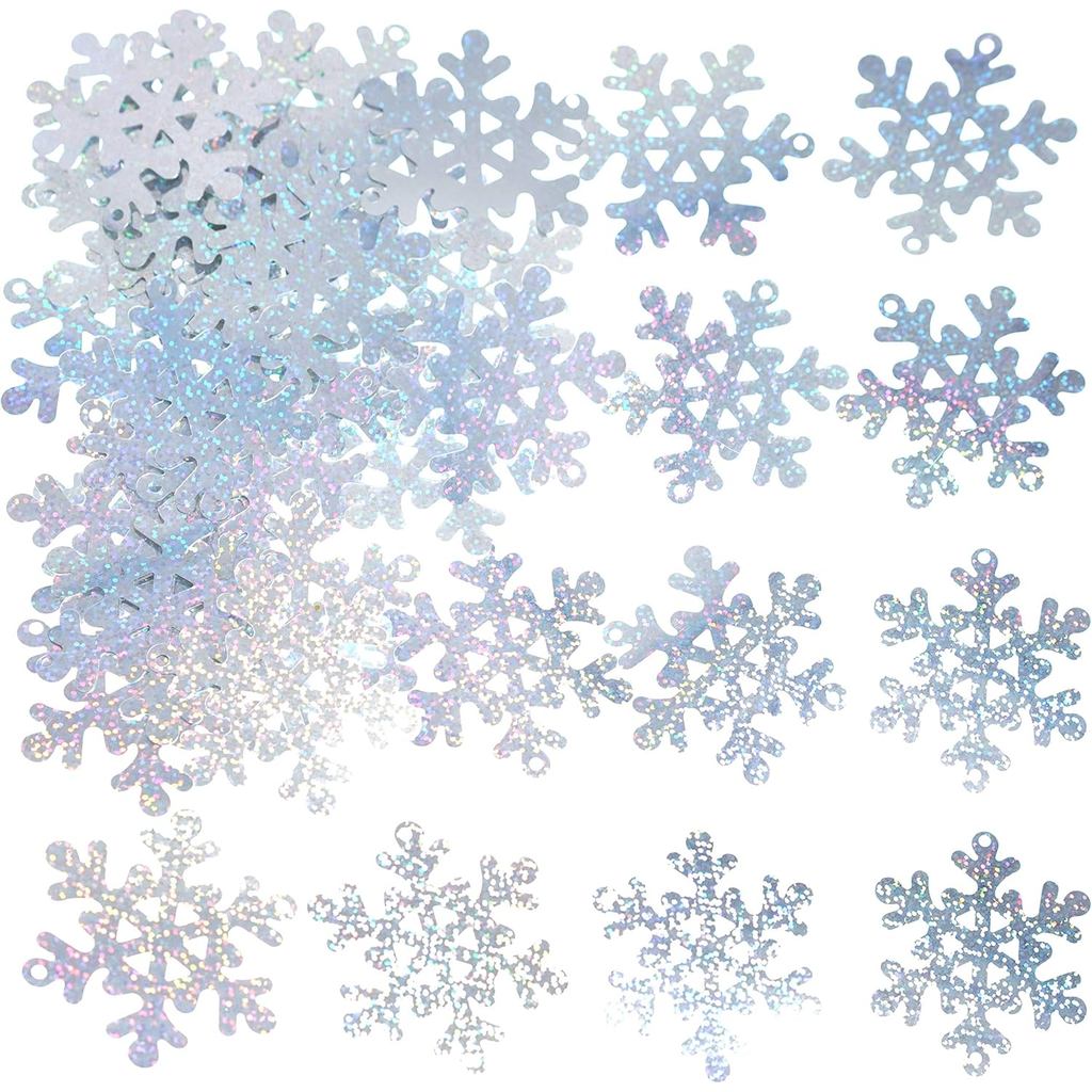เกล็ดหิมะเงิน Frozen Party Confetti - Winter Wonderland 1st Birthday Baby Shower ฟอยล์เลื่อมโลหะตารา