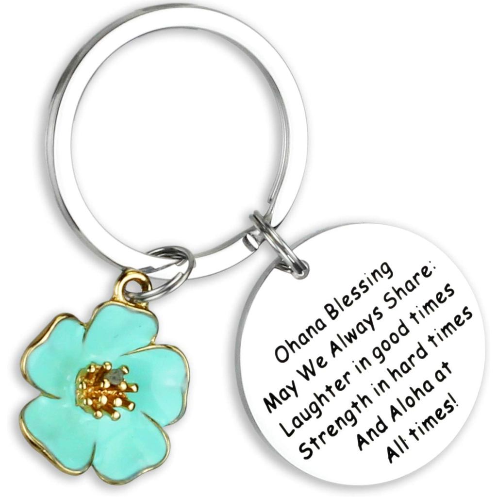 เครื่องประดับ Ohana พวงกุญแจดอกไม้ฮาวาย Blessing ของขวัญ Hibiscus Charm พวงกุญแจฮาวาย Ohana เครื่องป