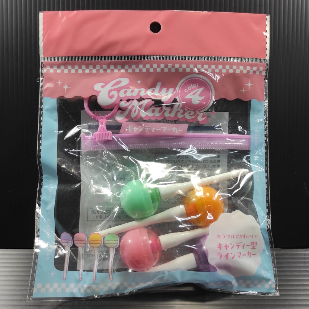 ไฮไลท์ปากกาอมยิ้ม ปากกาเน้นข้อความ Candy Marker 4 สี พกพาง่าย ดีไซน์สุดคิ้วท์