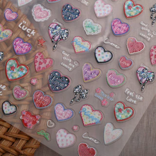 HAMA 3D นูนโบว์สติกเกอร์เล็บ Decals - Cherry Heart Star Bear Design Self-Adhesive ตกแต่งสําหรับเล็บฝรั่งเศส DIY อุปกรณ์ตกแต่งเล็บ