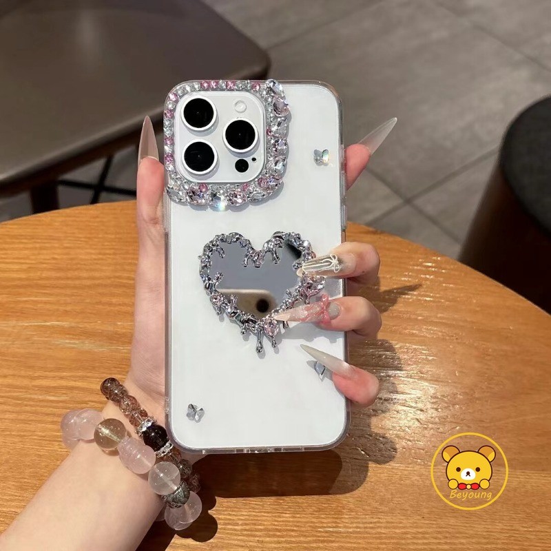 เคสกระจกรูปหัวใจสําหรับVivo X21 UD X21i X21S X20 Plus X9 Pro X9S Plus T3 Pro T4X T2X T2 T1 T1X Y02A 